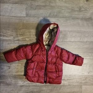 Burberry infant hooded mauve coat 6-9 mth